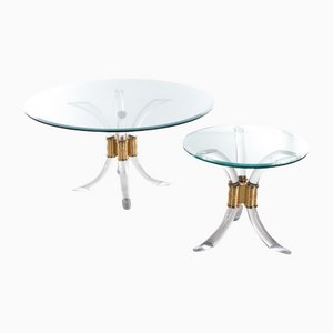 Hollywood Regency Italian Acrylic Glass Coffee Table and Side Table, 1970s, Set of 2
