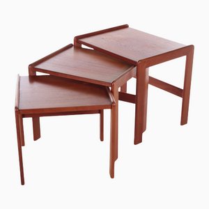 Vintage Teak Set of Side Tables, 1960s, Set of 3
