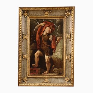 Antique Italian Painting, Grotesque Figure, 17th-Century, Oil on Canvas, Framed