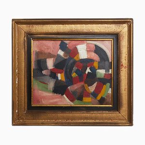 Pintura abstracta francesa, 1959, óleo sobre lienzo, enmarcado