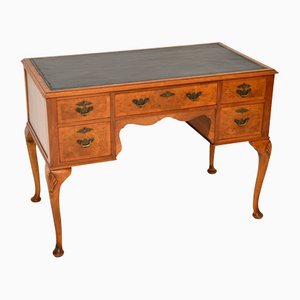 Antique Burr Walnut Leather Top Desk in the Style of Queen Anne