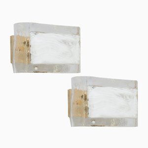 Murano Lattimo Glass and Gilded Metal Wall Sconces by La Murrina, Set of 2