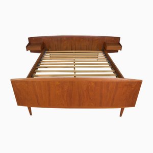 Schwebendes dänisches Mid-Century Doppelbett aus Teak, 1960er, 6er Set
