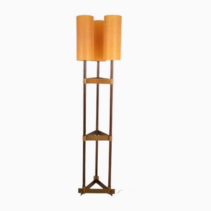 Standing Lamp in Solid Walnut and Solid Brass by Jordi Vilanova, Barcelona, 1960s, Set of 4