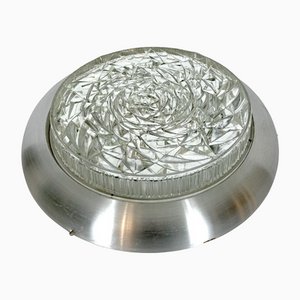 Große Mid-Century Deckenlampe oder Wandleuchte aus Aluminium & Glas von Stilux Milano