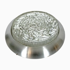 Large Mid-Century Aluminum and Glass Ceiling Lamp or Sconce from Stilux Milano