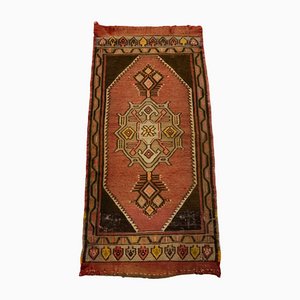 Kleiner türkischer Kelim Teppich aus Wolle in Braun, Rot & Beige