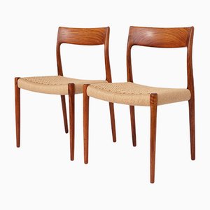 Vintage Danish Walnut #84 Chairs by Niels Møller for j.l. Møllers, 1950s, Set of 2