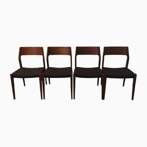 Danish Teak Gray Black Fabric Chairs, Set of 4