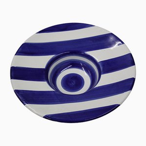 Cuenco de cerámica a rayas azules y blancas de Solimene