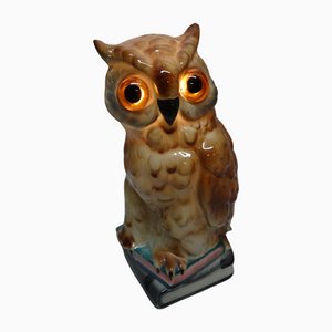 German Art Deco Porcelain Owl Perfume Lamp, 1950s