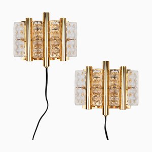 Mid-Century Danish Sconces by Carl Fagerlund for Orrefors, L, 1960s, Set of 2