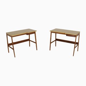 Beech and Mahogany Wood Desks with Formica Top, 1950s, Set of 2