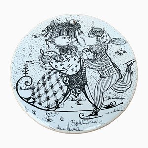Mid-Century German White January Calendar Wall Plate Plaque by Bjørn Wiinblad for Rosenthal