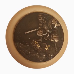 Samurai Figure on a Metal Shaped Disc