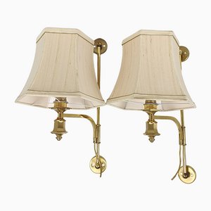 Hollywood Regency Brass Wall Lamps, 1960s, Set of 2