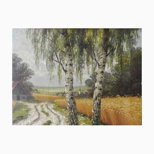 Vista de la campiña francesa, mediados del siglo XX, óleo sobre lienzo