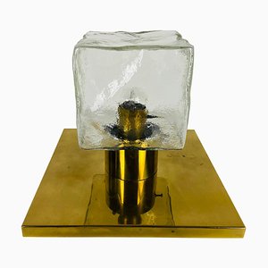 Quadratische Mid-Century Eisglas Deckenlampe von JT Kalmar, 1960er