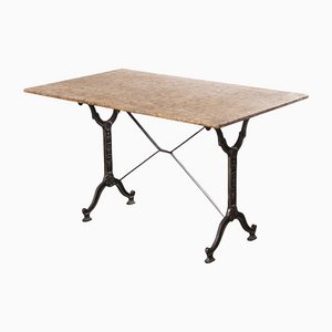 French Stone Top Cast Iron Bistro Table, 1930s