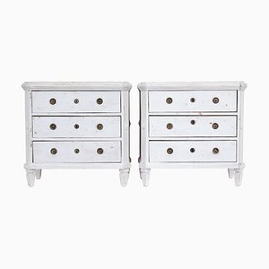 19th Century White Painted Chest of Drawers, Set of 2