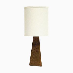 Lámpara de mesa nórdica de cuero sintético marrón, años 50