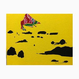 Zhang Hongmei, Yellow Landscape N°1, 2016, Tissu & Collage