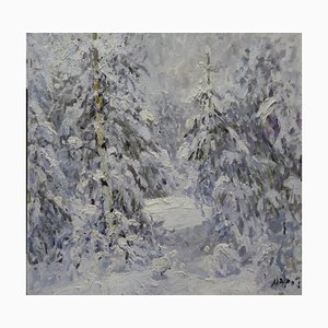 Georgij Moroz, Winter in the Forest, 1996, Huile sur Toile