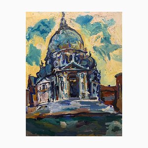 Edgardo Corbelli, Venise, Église de Santa Maria Della Salute, 1964, Huile sur Toile