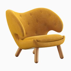 Pelican Stuhl aus Holz und Stoff von Finn Juhl