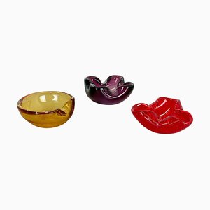Murano Glass Sommerso Bowl or Ashtray, Italy, 1970s, Set of 3