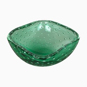 Cuenco o cenicero Bullicante de cristal de Murano verde, años 70