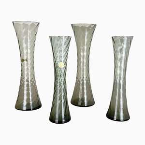 Vases en Verre de Cristal Soufflé à la Main de Alfred Taube, Allemagne, 1960s, Set de 4