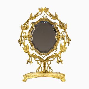Espejo de tocador francés estilo neoclásico de bronce