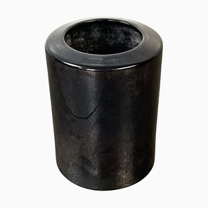 Mid-Century Italian Black Ceramic Cylindrical Vase from Ceramica Marber, 1970s