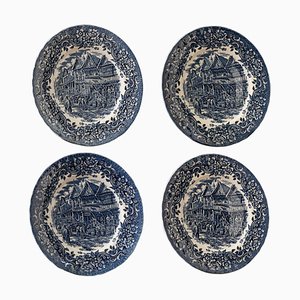 17th Century English Decorative Plate by W.N. Mello, Set of 4