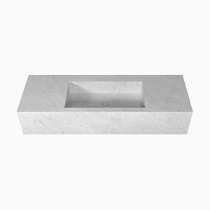 Stiletto 150 Wall-Mounted Basin in White Carrara Marble from Salvatori