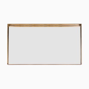 Specchio rettangolare con cornice in ottone brunito di Salvatori