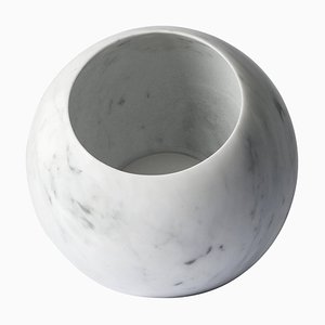 Urano Spherical Table Lamp 30 in White Carrara Marble by Elisa Ossino for Salvatori