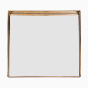 Square Quadro Mirror with Deep Frame in Burnished Brass from Salvatori