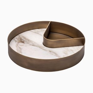 Balancing Tray in Calacatta Vagli Marble and Brass by Studiocharlie for Salvatori