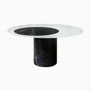 Proiezioni Dining Table in Bianco Carrara & Nero Marquina Marble by Elisa Ossino