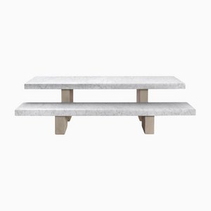 Span Outdoor Table and Bench in Bianco Carrara & Avana by John Pawson for Salvatori