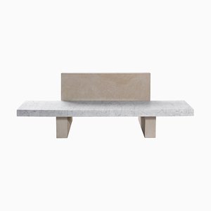Span Outdoor Bench in Bianco Carrara with Backrest by John Pawson for Salvatori