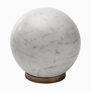 Gravity Sphere in White Carrara Marble with Brass Base from Salvatori