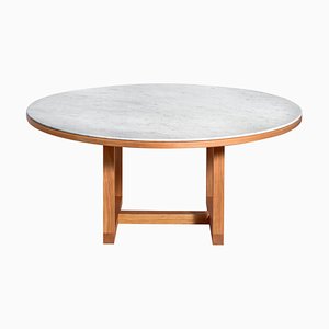 Round Span Dining Table in Bianco Carrara & Cherrywood by John Pawson for Salvatori