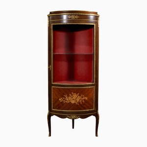 Tall Late 20th Century Vintage French Corner Vitrine Display Cabinet, 1970s
