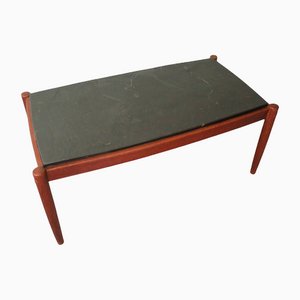 Table Basse en Teck et Ardoise, Scandinavie, 1960s