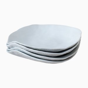 Small Indulge Nº5 White Handmade Porcelain Plates by Sarah-Linda Forrer, Set of 4