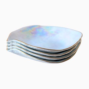 Indulge Nº5 Small Iridescent Handmade Porcelain Plates by Sarah-Linda Forrer, Set of 4