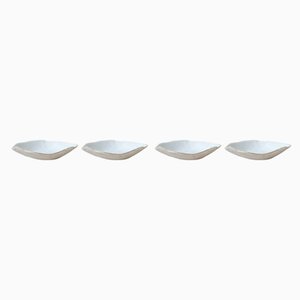 Indulge Nº5 Small White Handmade Porcelain Plates with 24-Carat Golden Rim by Sarah-Linda Forrer, Set of 4